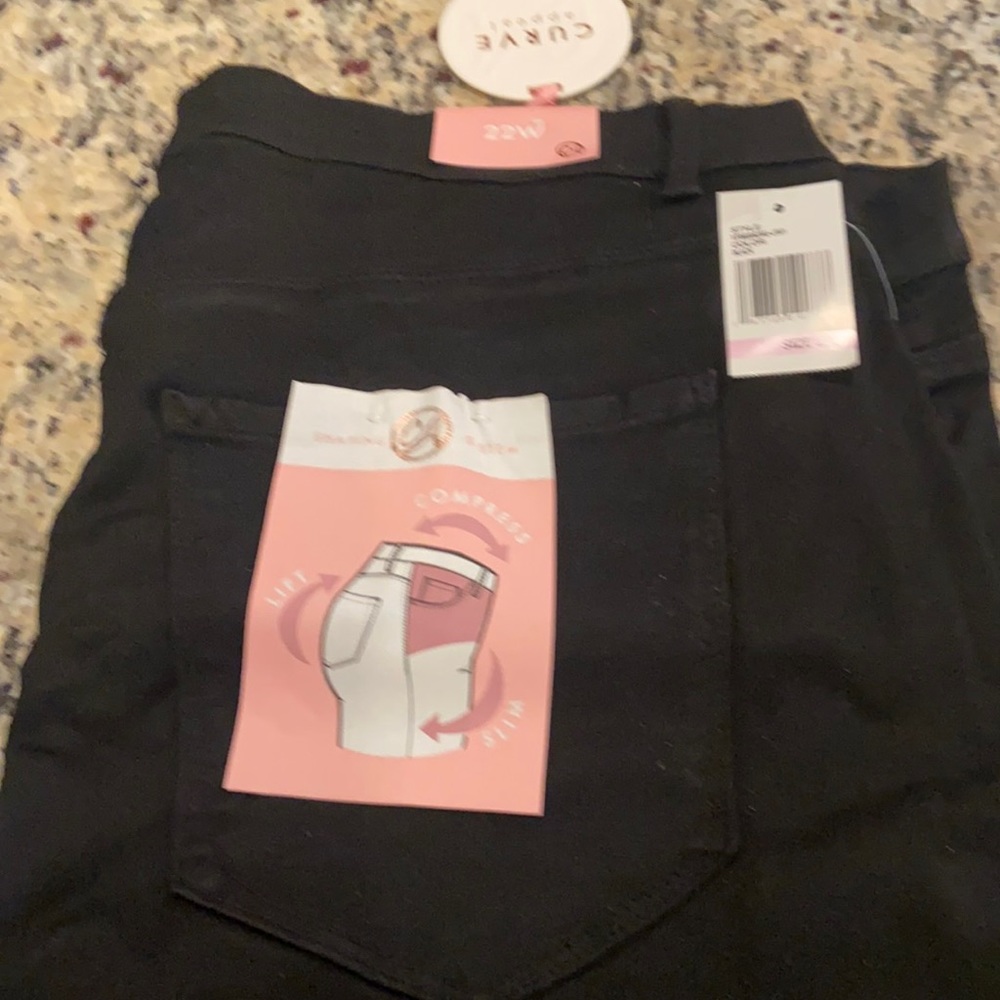 Size 22 Black Curve Appeal jeans. NWT.